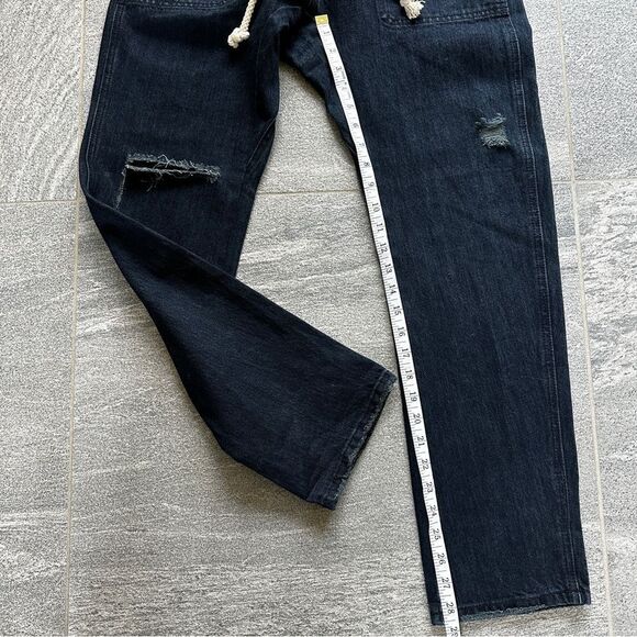 NWT Free People x One Teaspoon Navy/Fox Black Shabbies Drawstring Denim Jogger S - Picture 15 of 16